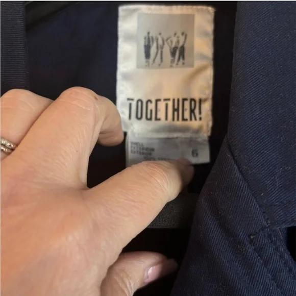 Vtg Together! Women's Military Trench Coat Long Duster Spy Coat Oversized 6 Blue - Picture 9 of 10